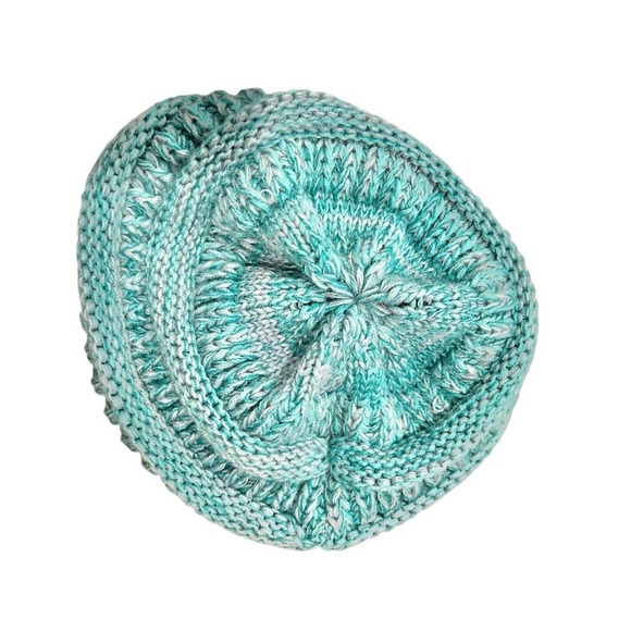 C.C Womens Turquoise Blue Beanie Cable Knit One Size Warm Cozy Winter Cottage - Picture 4 of 6
